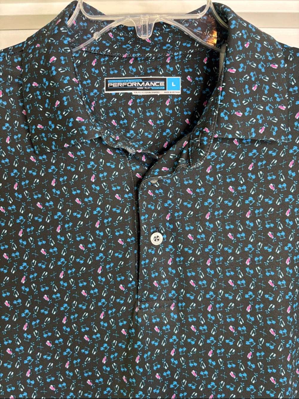 Roundtree Yorke Black Short-Sleeve Golf Polo large